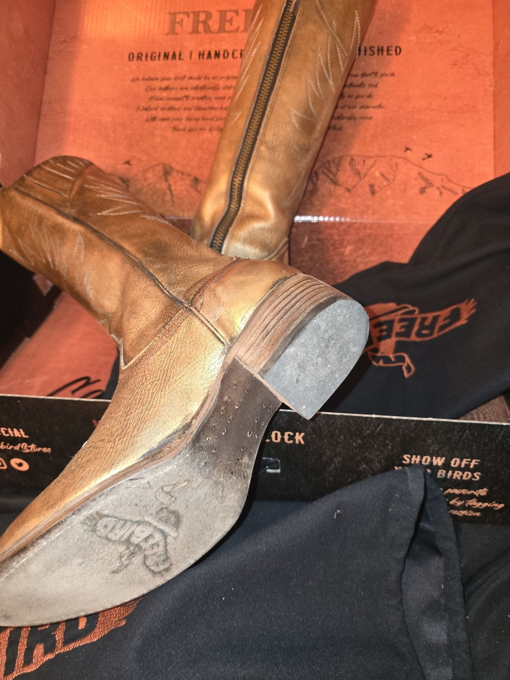 Freebird Pewter Whisper Leather Western Zip-Back Boots